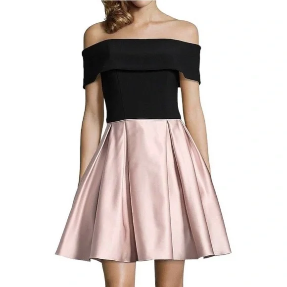 betsy and adam fit and flare dress Black Evening Dresses,Formal Lace Prom Dress,PD00413